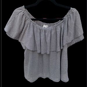 EUC Mo:Vint Gray and White Striped Blouse